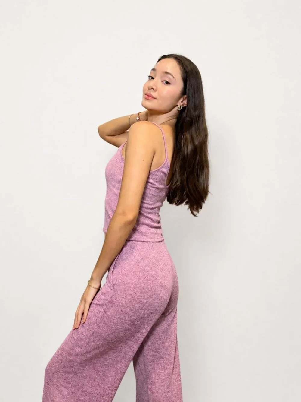 Women's Textured Cami Top & Wide Leg Pants Two-Piece Set
